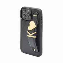 Upload image to Gallery viewer, UMBI GLAM. Kişiselleştirilebilir Deri iPhone Kılıfı - Siyah/Gold