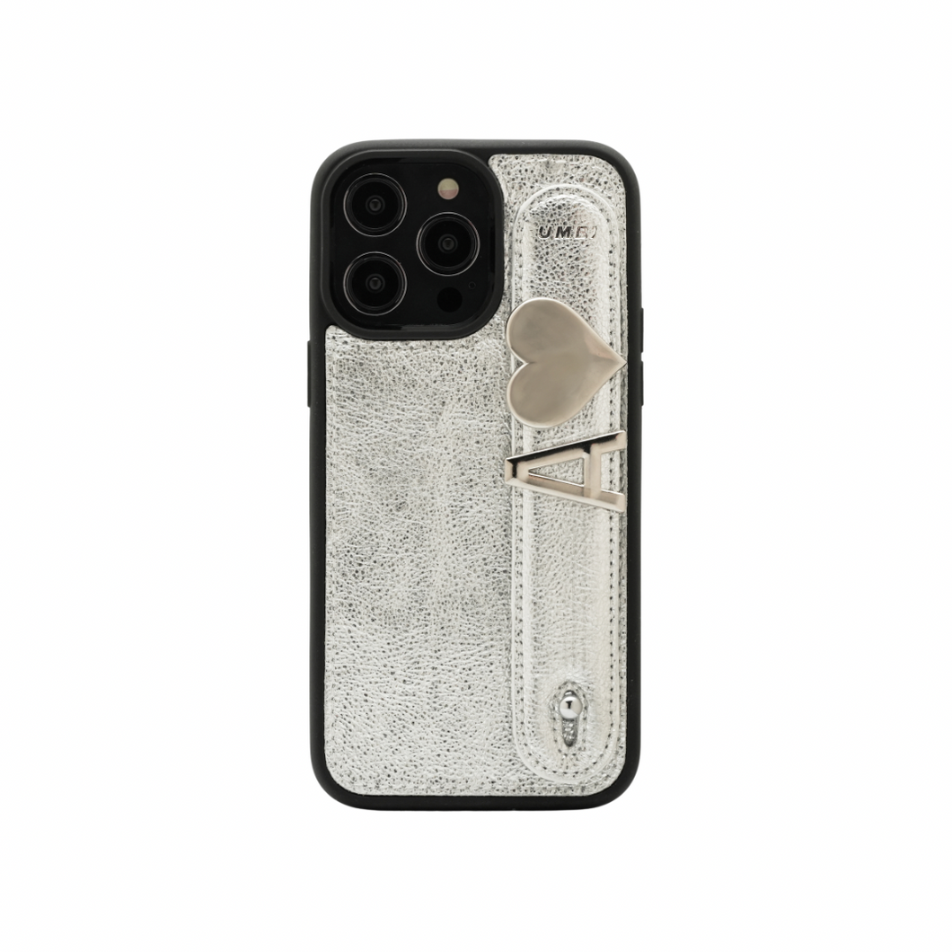 UMBI GLAM. Kişiselleştirilebilir Deri iPhone Kılıfı - Silver/Silver
