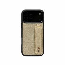 Görseli Galeri görüntüleyiciye yükleyin, UMBI GLAM. Kişiselleştirilebilir Deri iPhone Kılıfı - YILDIZ TOZU GOLD - SİMLİ
